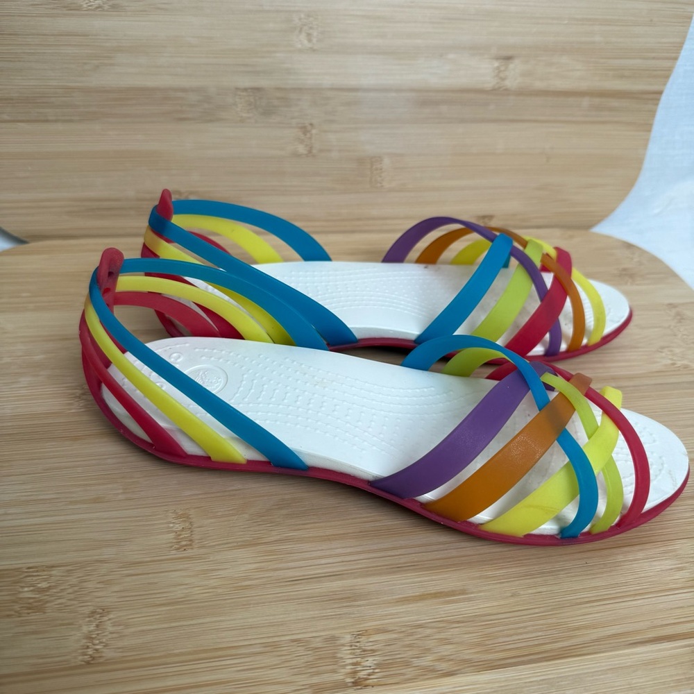 Crocs Isabella Rainbow Huarache Flat Jelly Sandal Women Size 7 Slip On - Picture 7 of 12